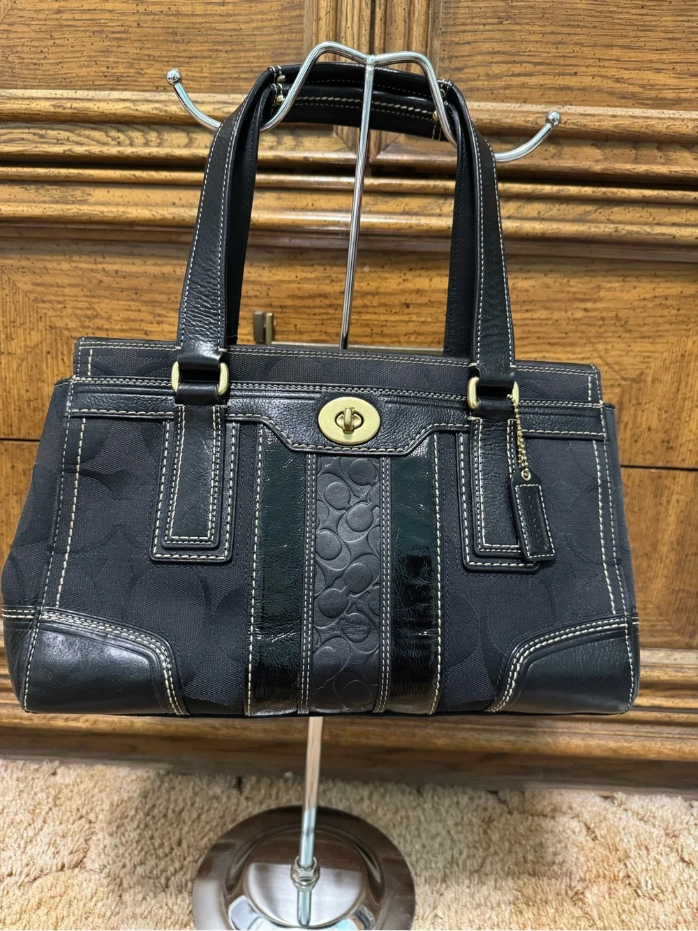 Coach Vintage Hampton Signature Turnlock Black Carryall